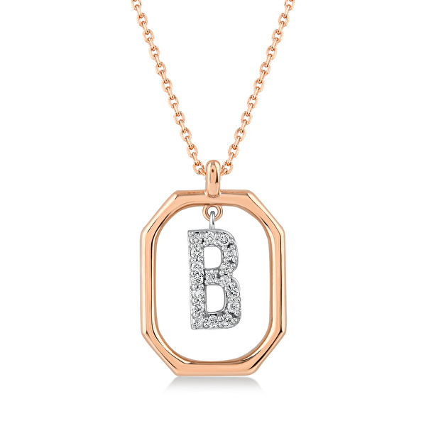 0,12 Karat B Harfi Pırlanta Kolye Ddiamond
