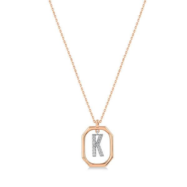 0,10 Karat K Harfi Pırlanta Kolye