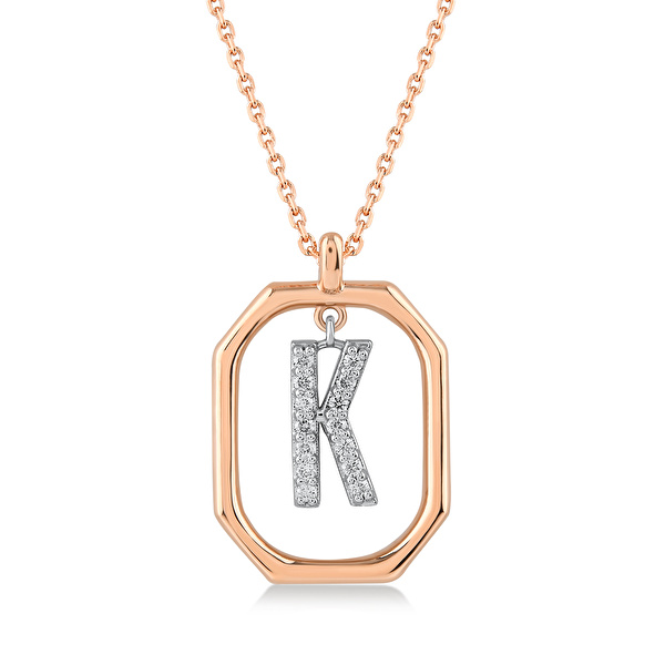 0,10 Karat K Harfi Pırlanta Kolye Ddiamond