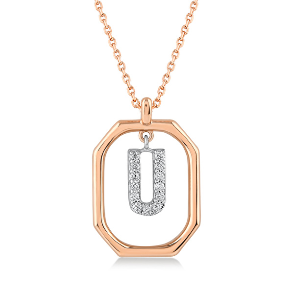 0,09 Karat U Harfi Pırlanta Kolye Ddiamond