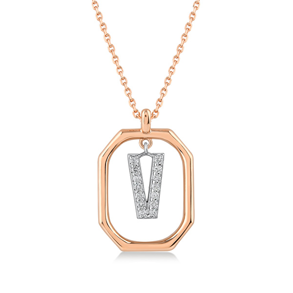 0,10 Karat V Harfi Pırlanta Kolye Ddiamond