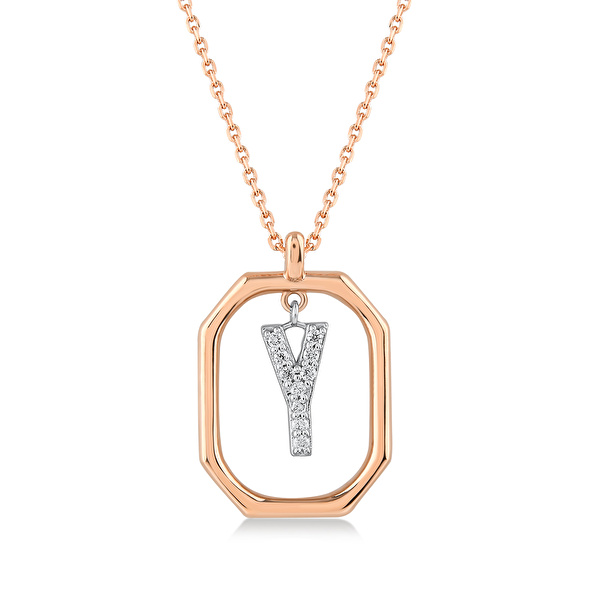 0,07 Karat Y Harfi Pırlanta Kolye Ddiamond