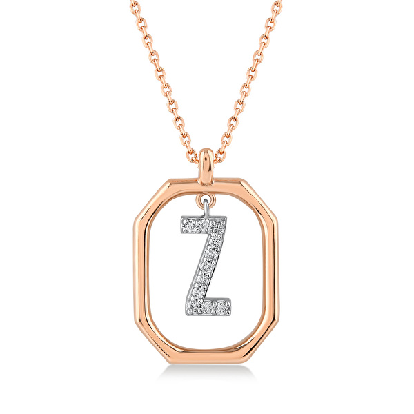 0,08 Karat Z Harfi Pırlanta Kolye Ddiamond