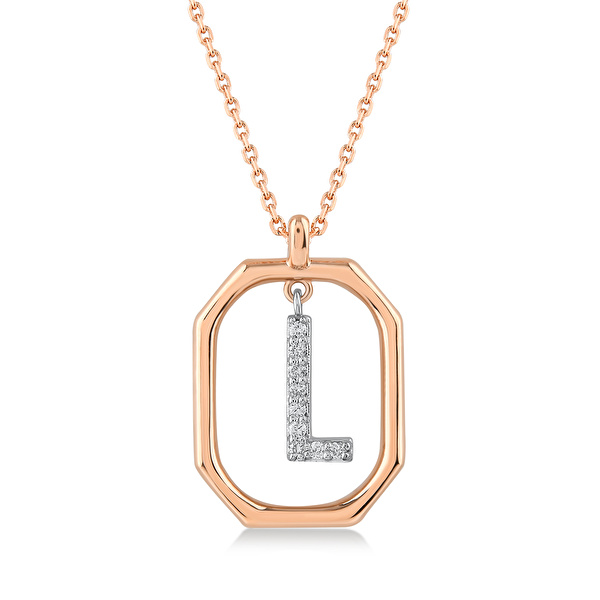 0,06 Karat L Harfi Pırlanta Kolye Ddiamond