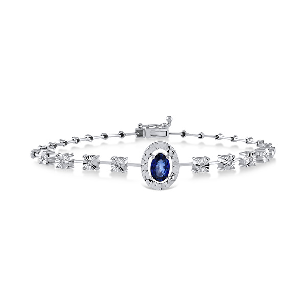 0,56 Karat Pırlanta Safir Bileklik Ddiamond