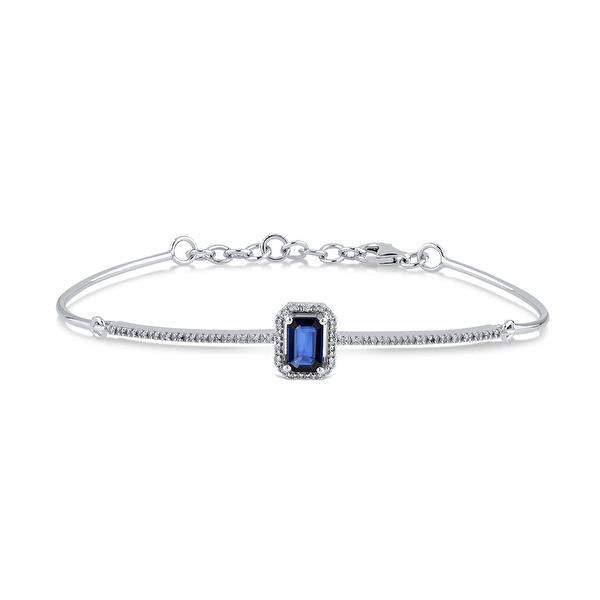 0,59 Karat Pırlanta Safir Bileklik Ddiamond