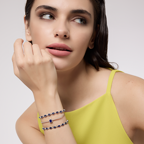 0,59 Karat Pırlanta Safir Bileklik Ddiamond