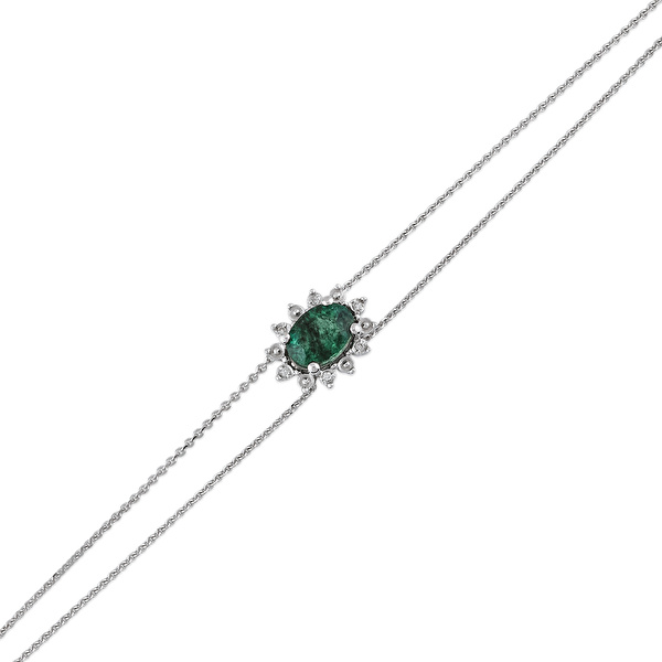 0,50 Karat Pırlanta Zümrüt Bileklik Ddiamond