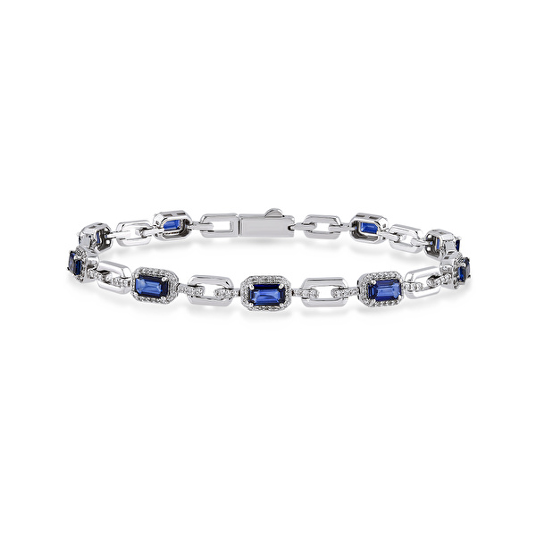 3,00 Karat Pırlanta Safir Bileklik Ddiamond
