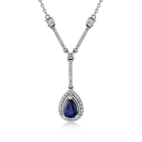 0,59 Karat Pırlanta Safir Kolye Ddiamond