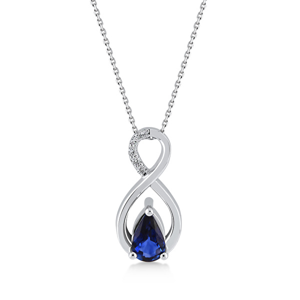 0,33 Karat Pırlanta Safir Kolye Ddiamond