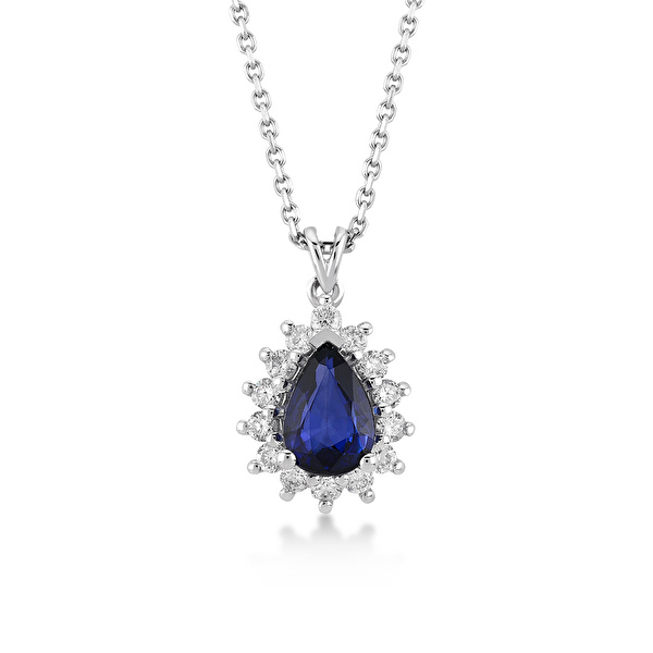 1,06 Karat Pırlanta Safir Kolye Ddiamond