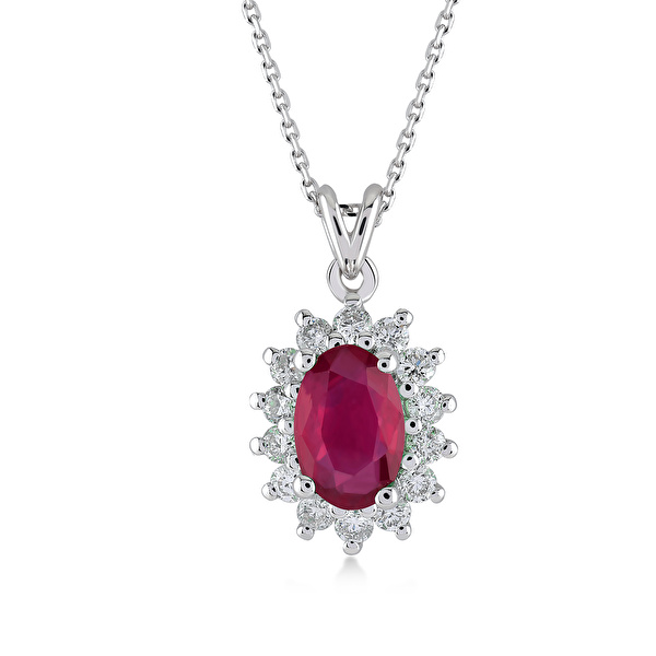 0,73 Karat Pırlanta Yakut Kolye Ddiamond