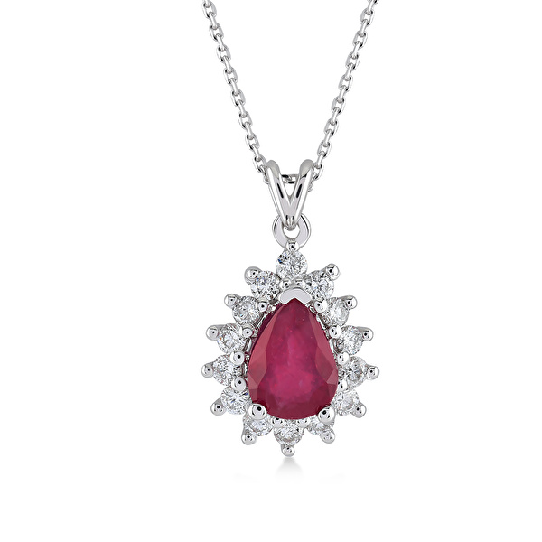 0,96 Karat Pırlanta Yakut Kolye Ddiamond