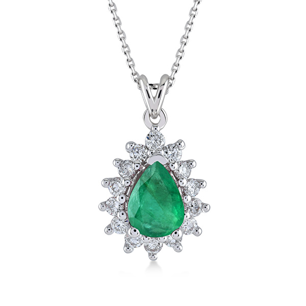 0,81 Karat Pırlanta Zümrüt Kolye Ddiamond