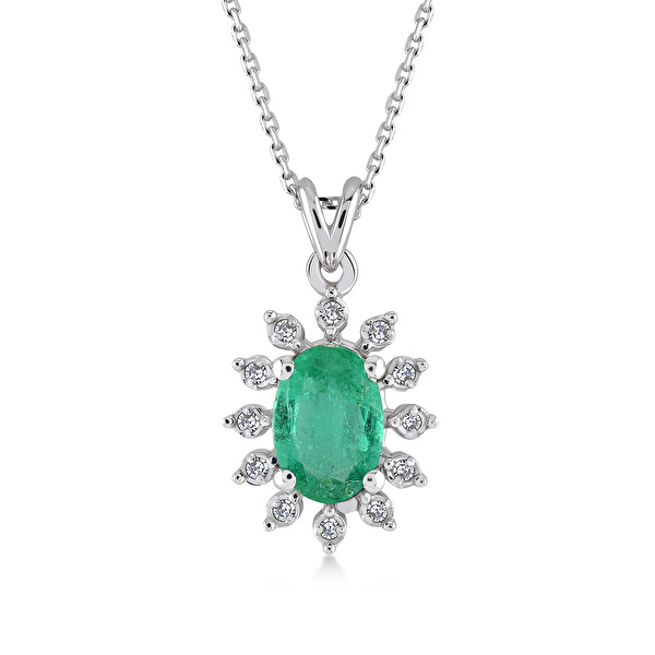0,37 Karat Pırlanta Zümrüt Kolye Ddiamond