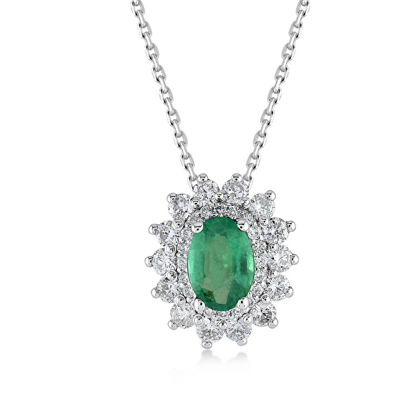 1,04 Karat Pırlanta Zümrüt Kolye Ddiamond