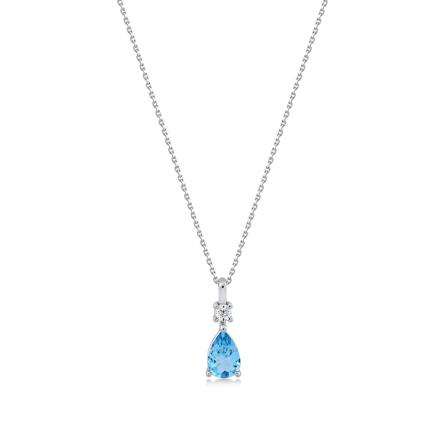 0,43 Karat Pırlantalı Blue Topaz Kolye