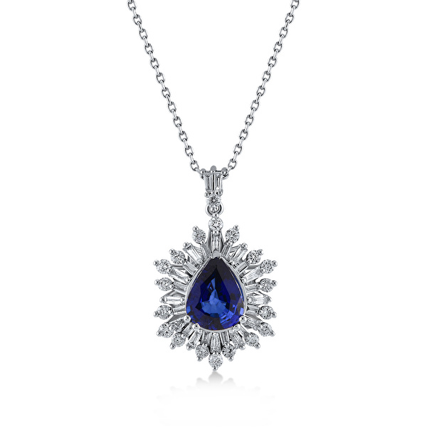 1,97 Karat Pırlanta Safir Kolye Ddiamond