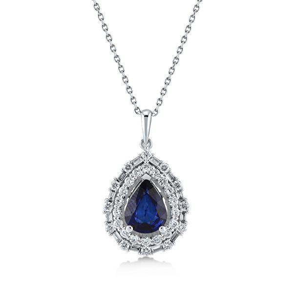2,03 Karat Pırlanta Safir Kolye Ddiamond