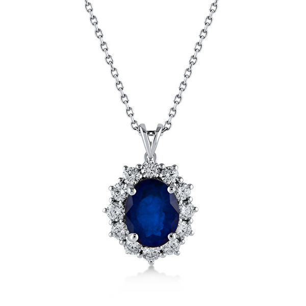 2,72 Karat Pırlanta Safir Kolye Ddiamond