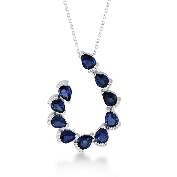 3,30 Karat Pırlanta Safir Kolye Ddiamond