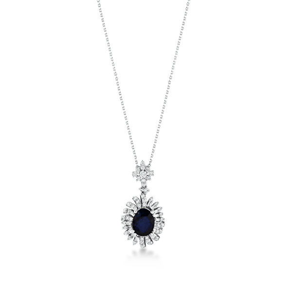 3,70 Karat Pırlanta Safir Kolye