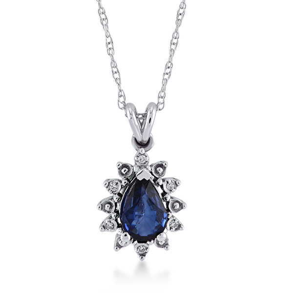 0,35 Karat Pırlanta Safir Kolye Ddiamond