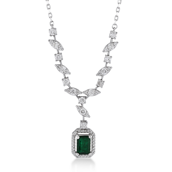 1,70 Karat Pırlanta Zümrüt Kolye Ddiamond