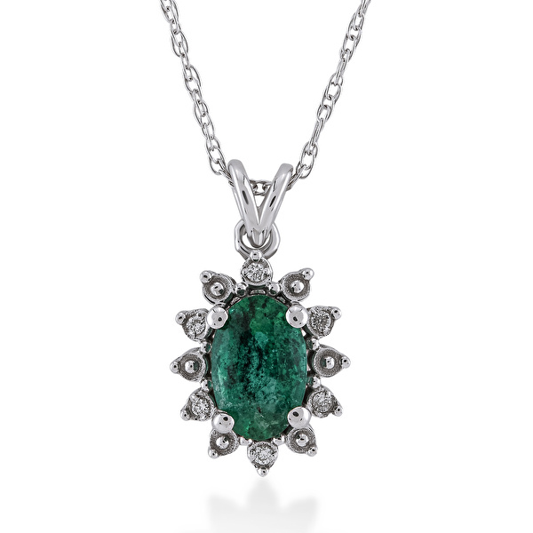 0,45 Karat Pırlanta Zümrüt Kolye Ddiamond
