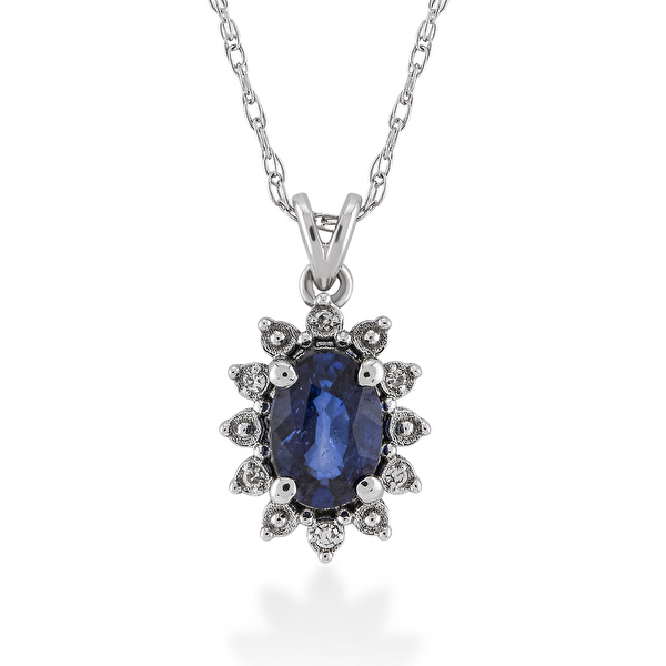 0,55 Karat Pırlanta Safir Kolye Ddiamond