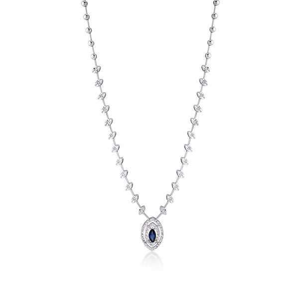 0,90 Karat Pırlanta Safir Kolye