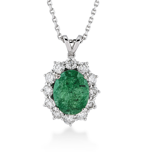 2,45 Karat Pırlanta Zümrüt Kolye Ddiamond