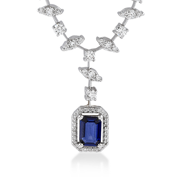 1,70 Karat Pırlanta Safir Kolye
