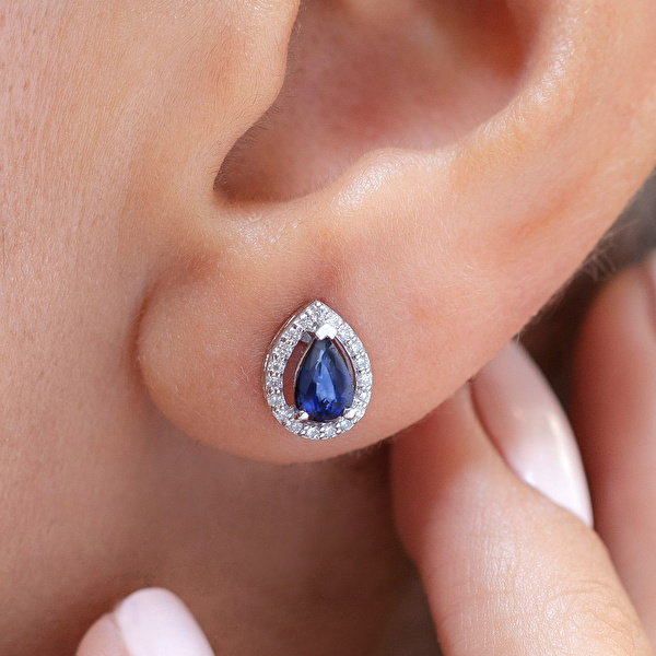 1,07 Karat Pırlanta Safir Küpe
