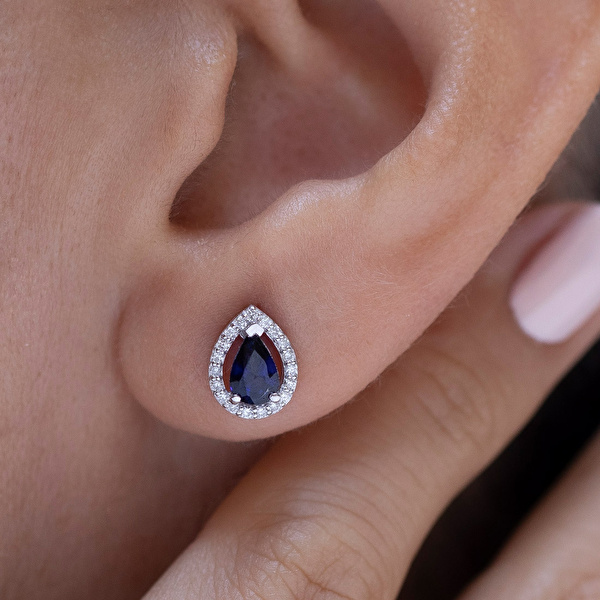 1,07 Karat Pırlanta Safir Küpe