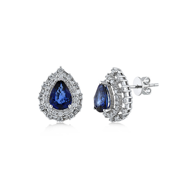 2,97 Karat Pırlanta Safir Küpe Ddiamond