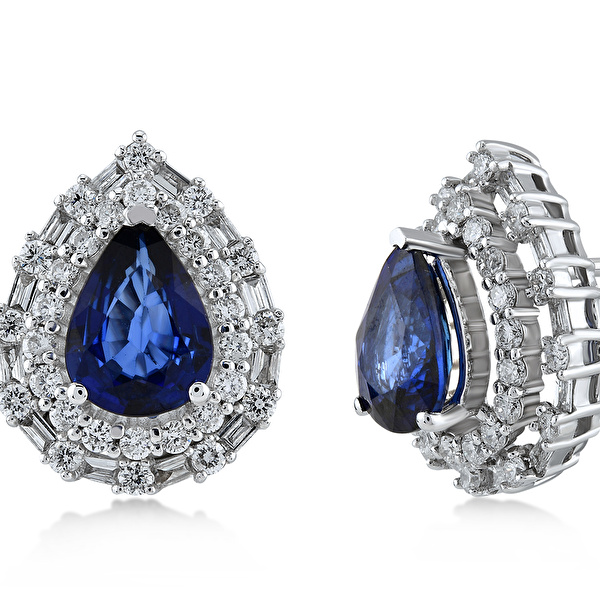 2,97 Karat Pırlanta Safir Küpe
