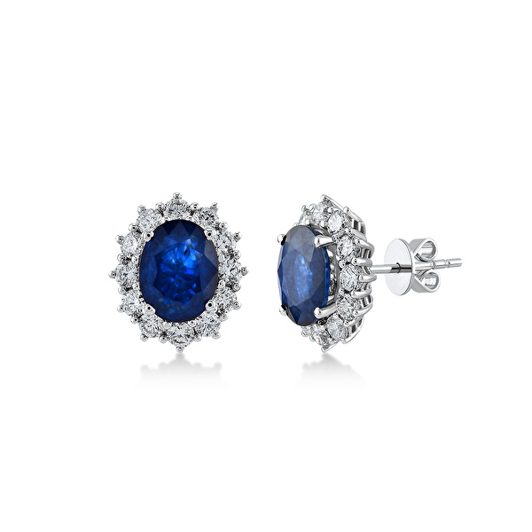 6,25 Karat Pırlanta Safir Küpe Ddiamond