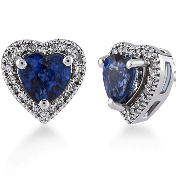 0,70 Karat Pırlanta Safir Küpe Ddiamond