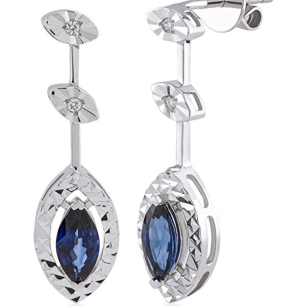 1,05 Karat Pırlanta Safir Küpe Ddiamond