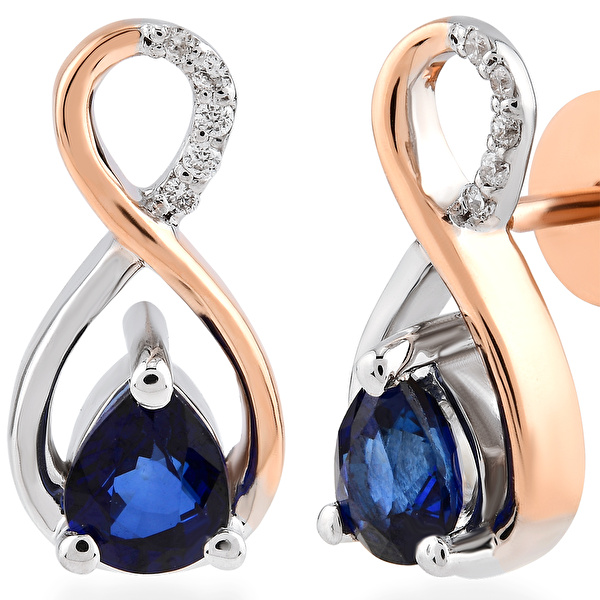 0,84 Karat Pırlanta Safir Küpe