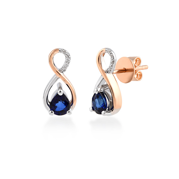 0,84 Karat Pırlanta Safir Küpe