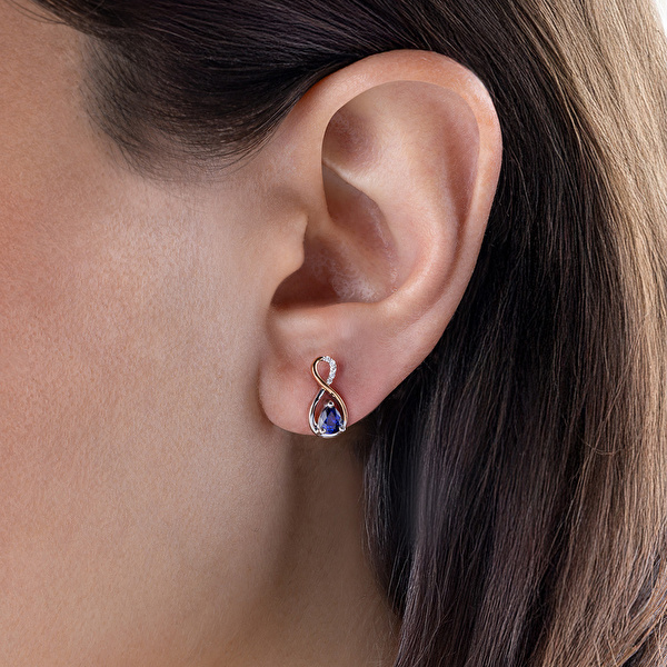 0,84 Karat Pırlanta Safir Küpe