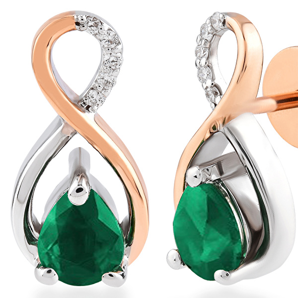 0,68 Karat Pırlanta Zümrüt Küpe Ddiamond