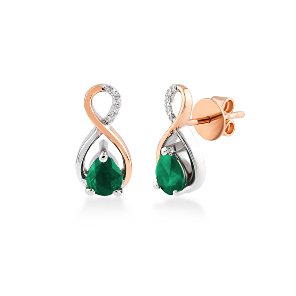 0,68 Karat Pırlanta Zümrüt Küpe