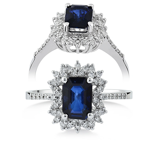 1,06 Karat Pırlanta Safir Yüzük Ddiamond