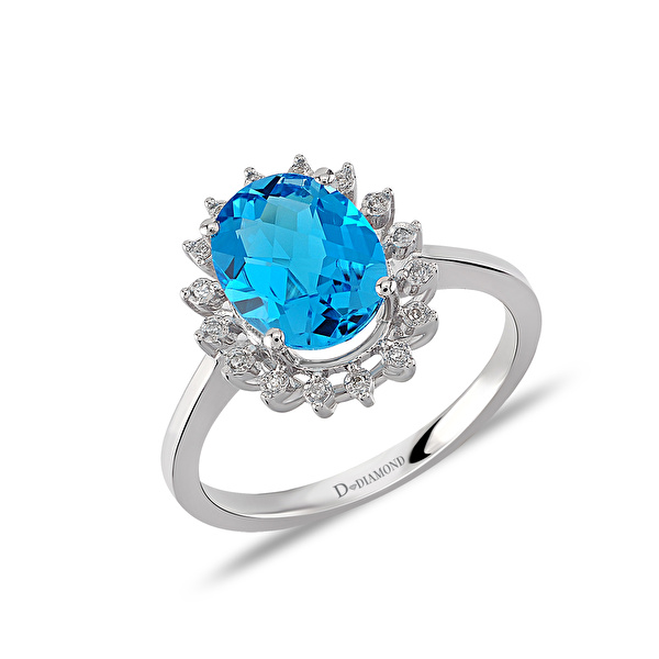 2,33 Karat Pırlanta Blue Topaz Yüzük 
