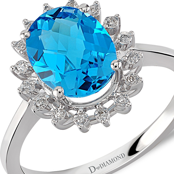 2,33 Karat Pırlanta Blue Topaz Yüzük 