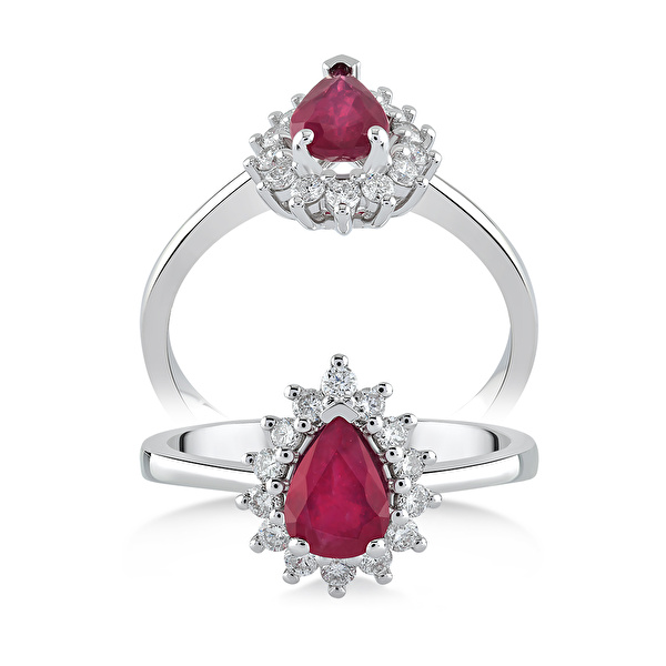 0,96 Karat Pırlanta Yakut Yüzük Ddiamond